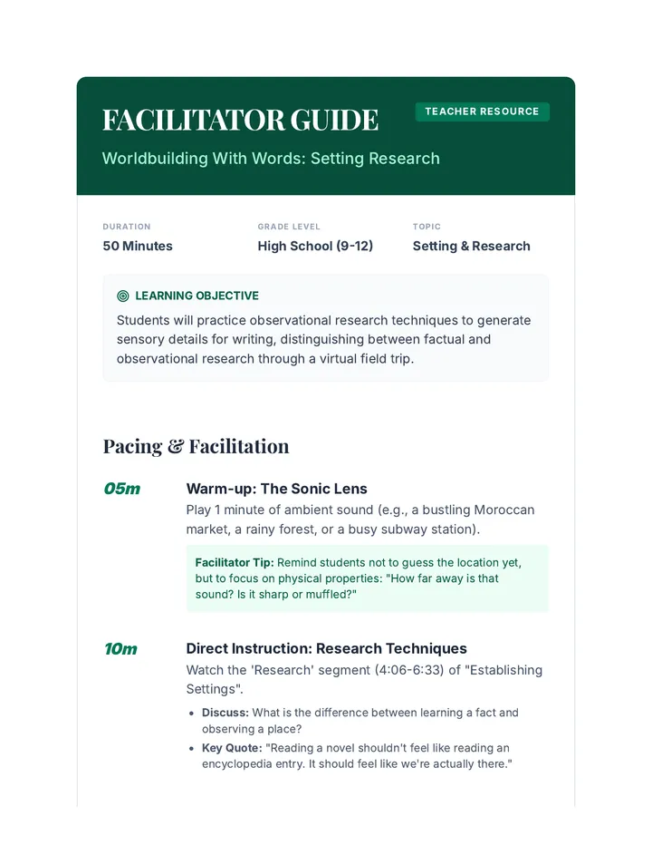 Worldbuilding Facilitator Guide