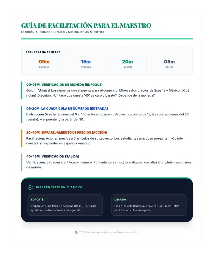 Guía del Maestro Number Ninjas (ES)