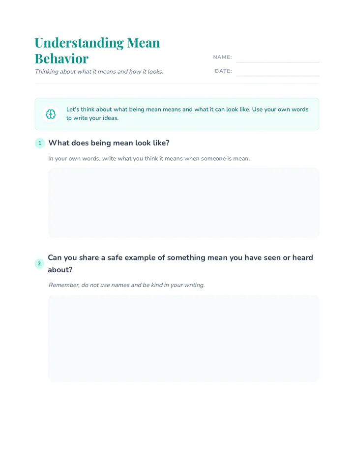 Understanding Mean Behavior Worksheet