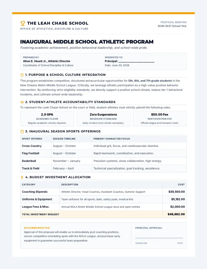 Athletic Proposal Brief