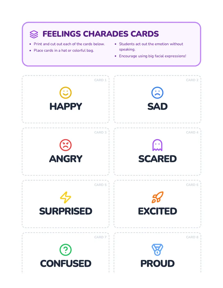Feelings Charades Cards