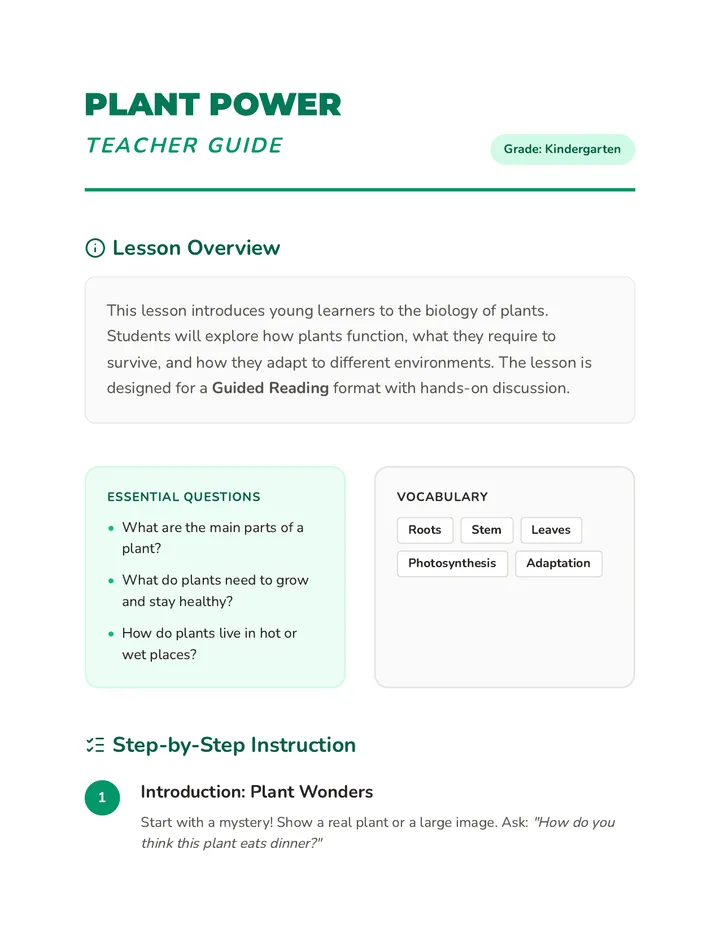 Plant Power Teacher Guide