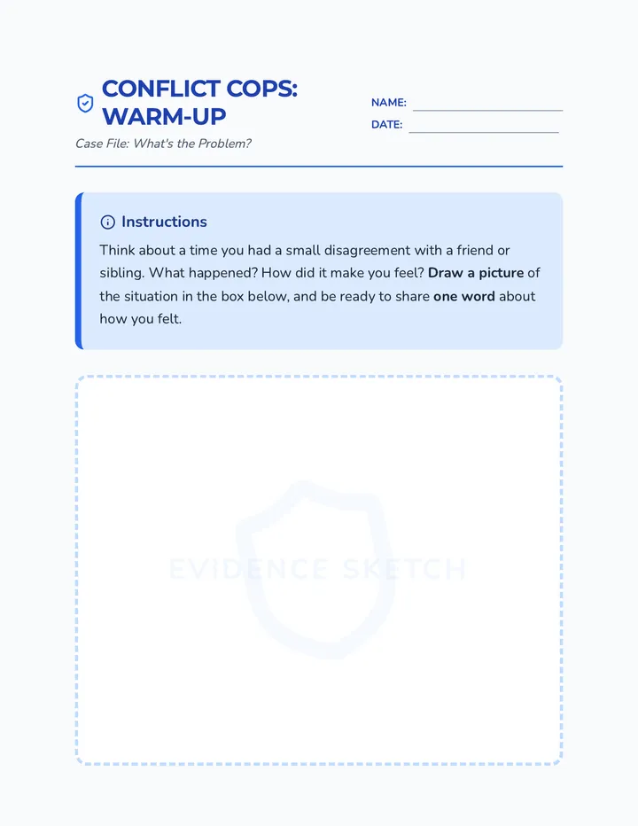 Conflict Cops Warm Up Worksheet