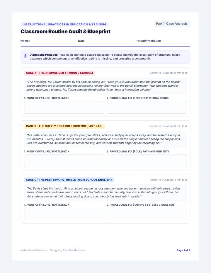 Routine Blueprint Student Worksheet