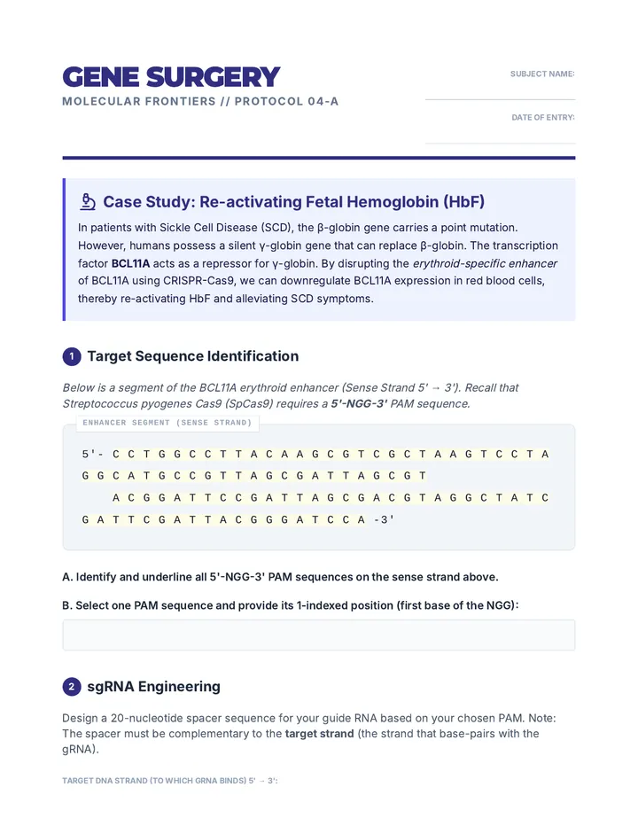 Gene Surgery Worksheet