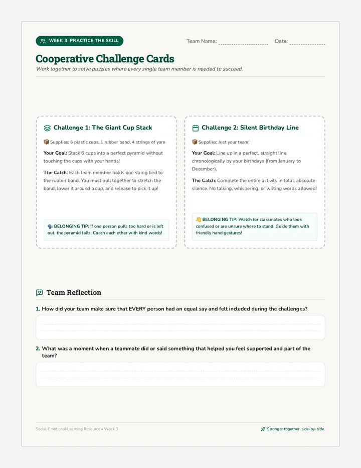 Cooperative Challenge Cards