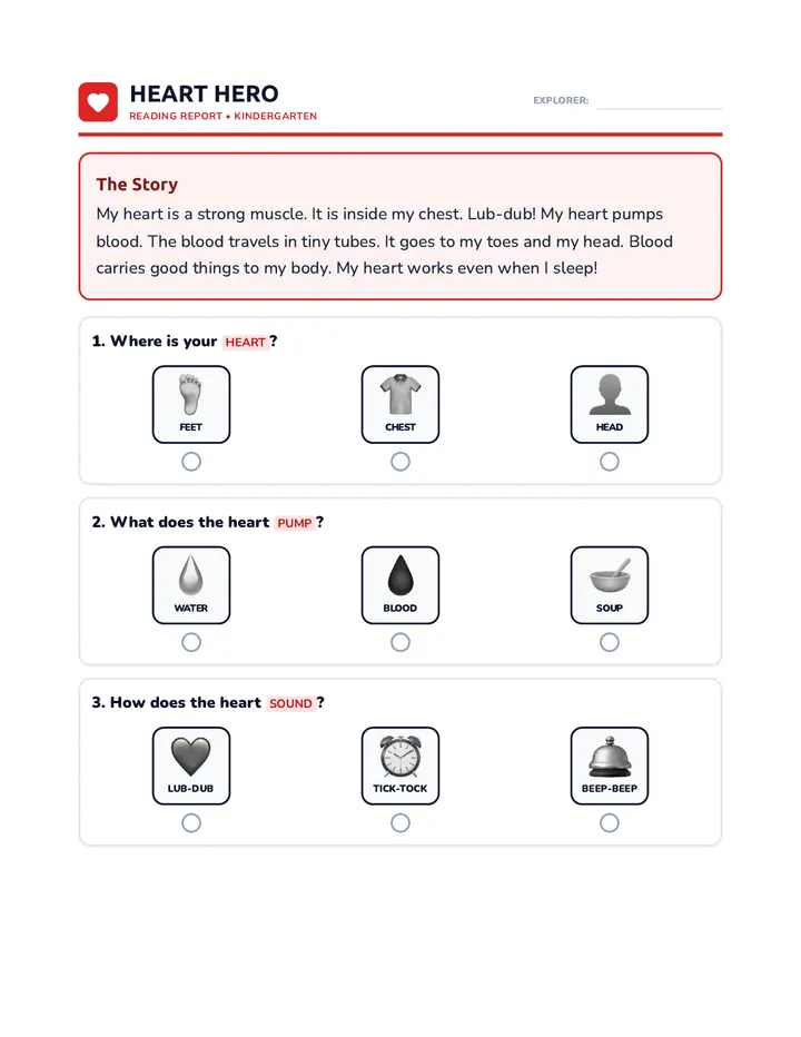 Heart Hero Story Worksheet