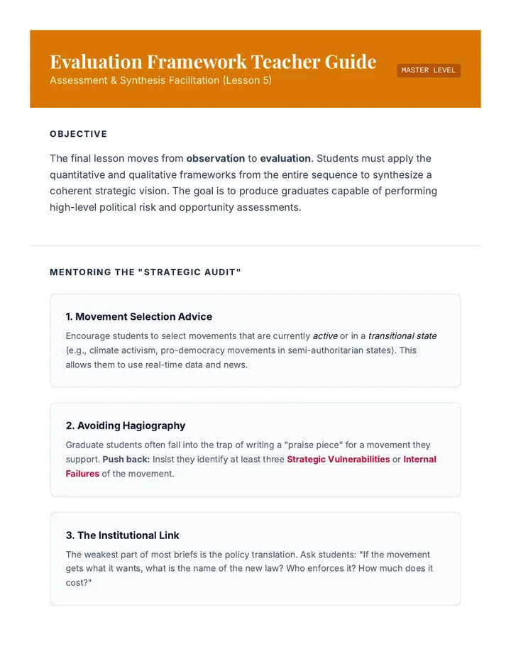 Evaluation Framework Teacher Guide