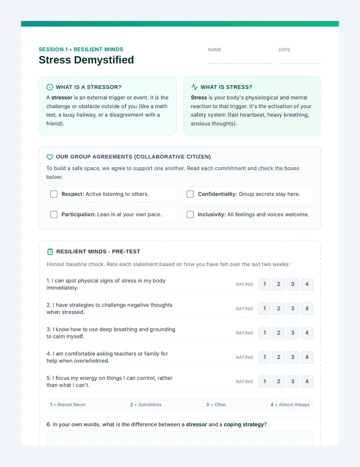 Stress Demystified Worksheet