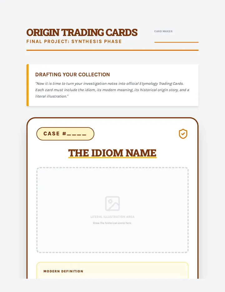 Etymology Trading Card Template