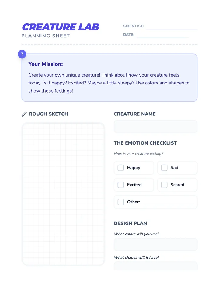 Creature Creator Worksheet