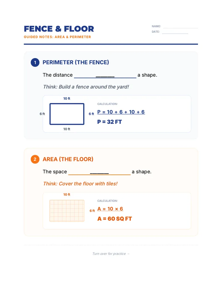 Fence and Floor Worksheet