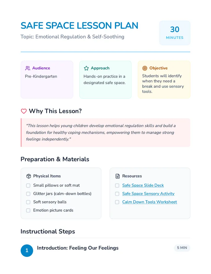 Safe Space Lesson Plan