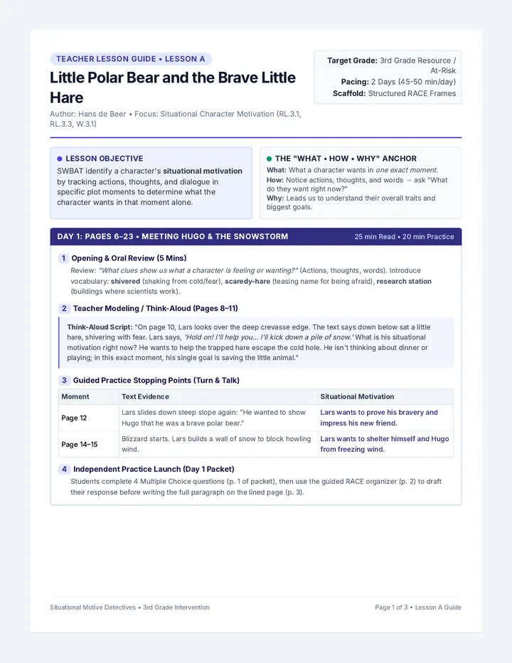 Brave Little Hare Teacher Guide