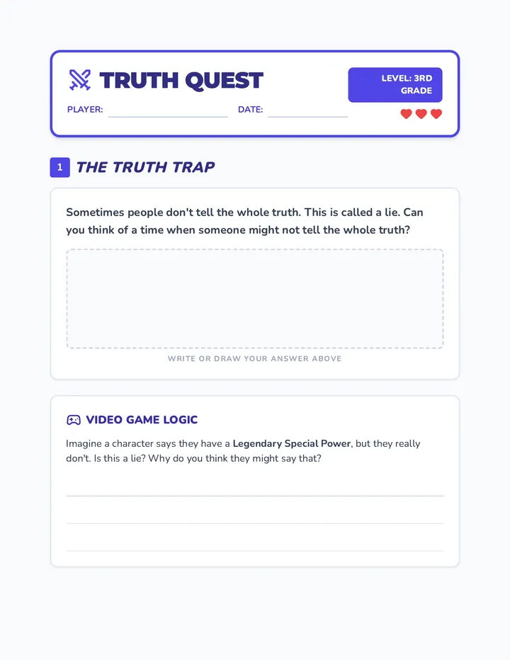 Truth Quest Worksheet