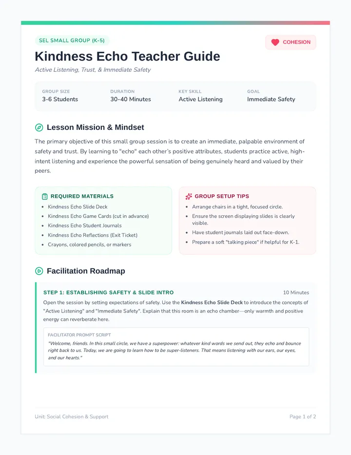 Kindness Echo Teacher Guide