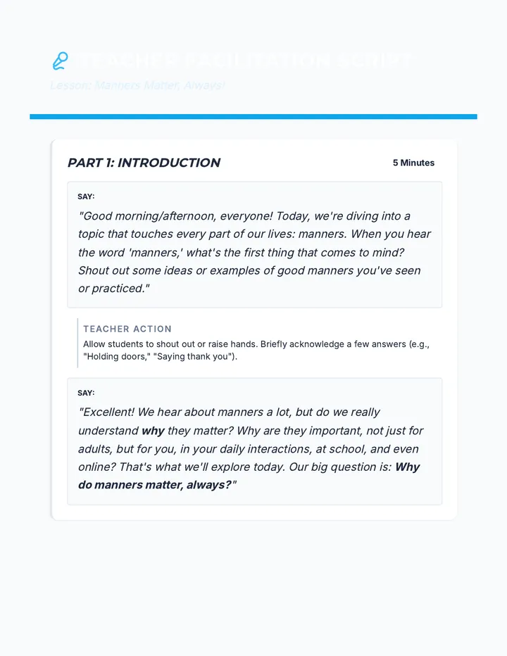 Manners Matter Script
