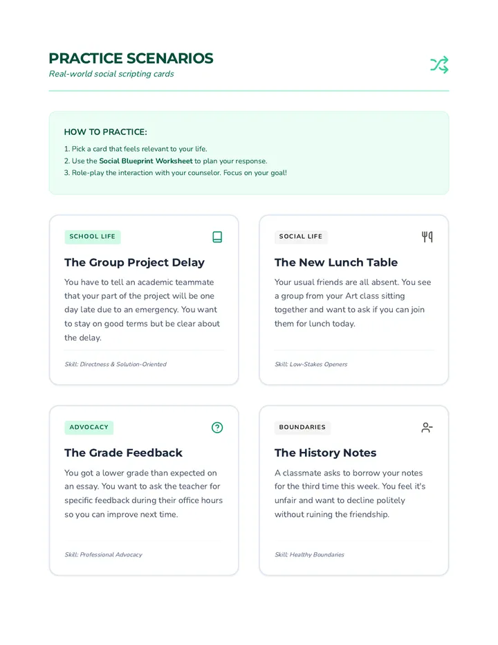 Practice Scenario Cards