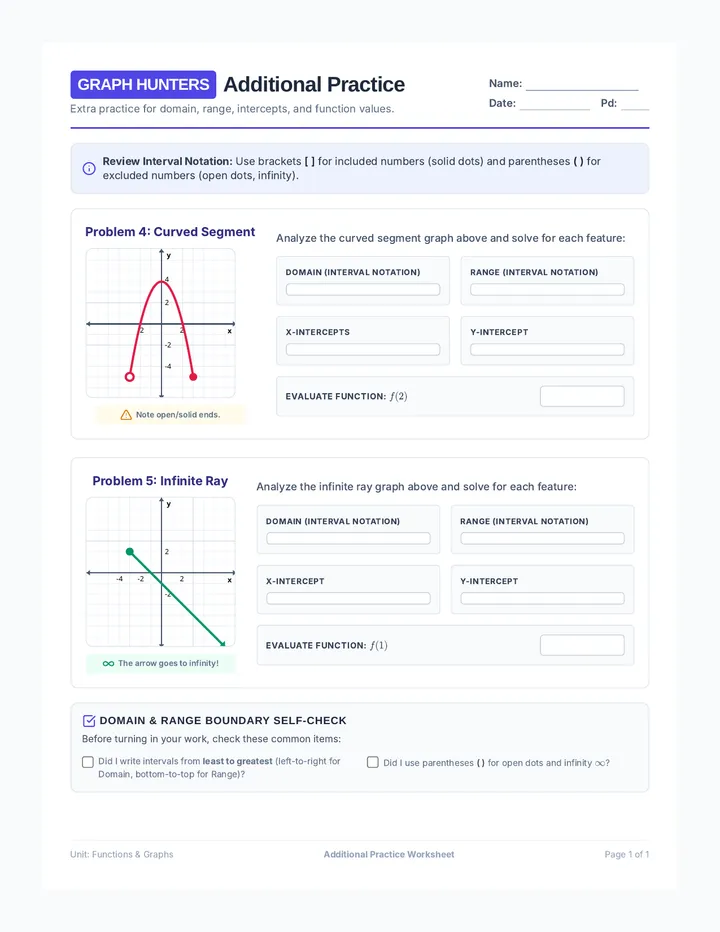 Graph Hunters Practice Worksheet
