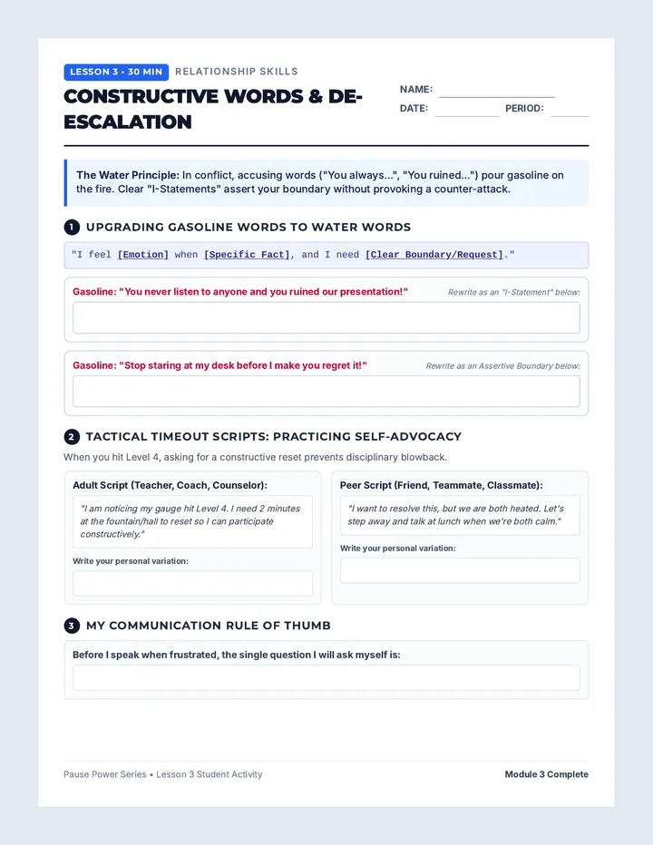 Constructive Words Worksheet
