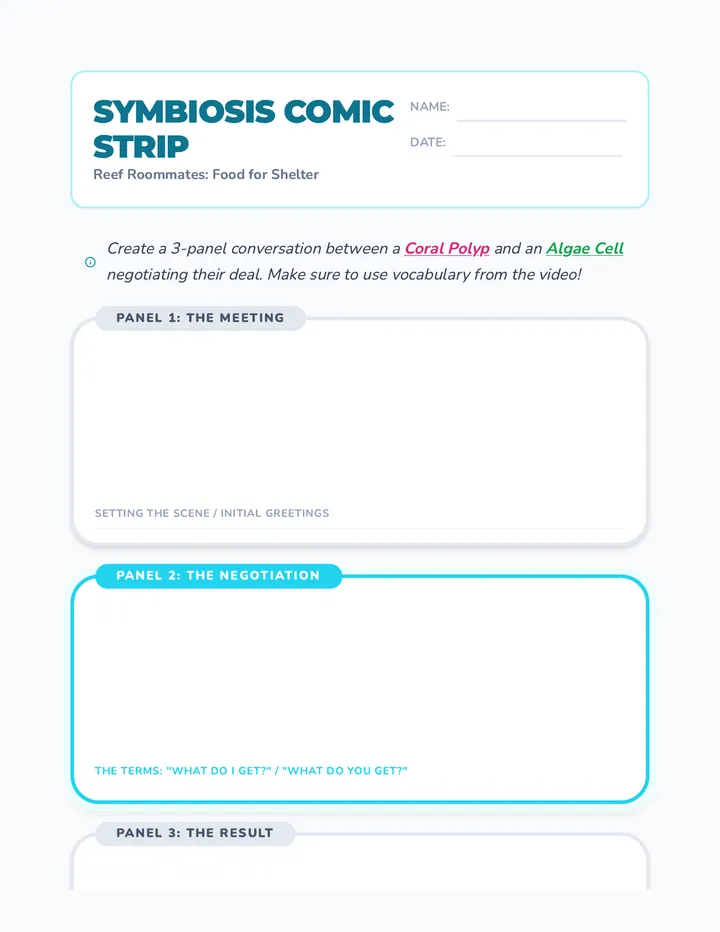 Symbiosis Comic Worksheet