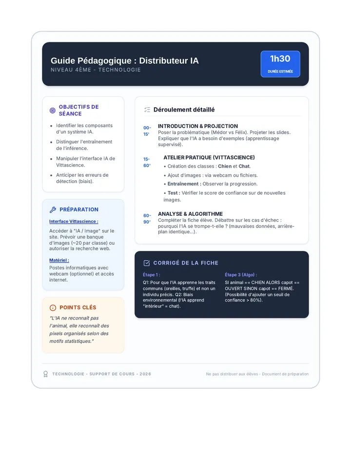 Guide Enseignant Distributeur IA