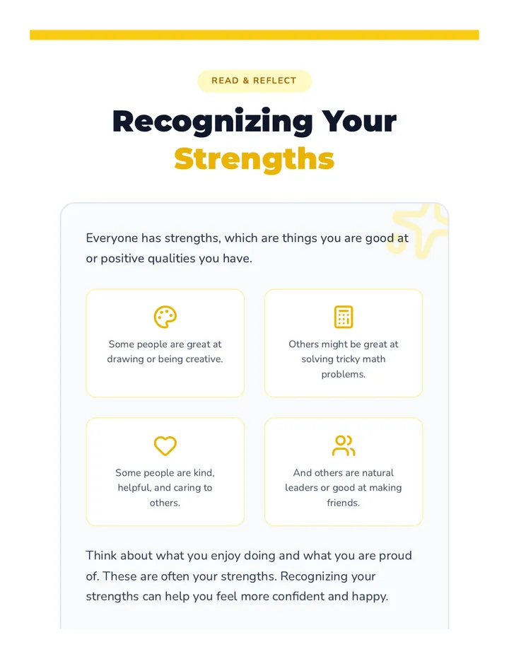 Recognizing Strengths Reading Passage