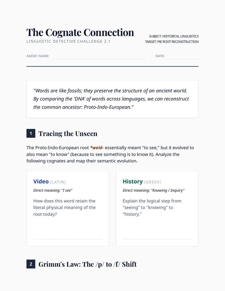Cognate Connection Activity
