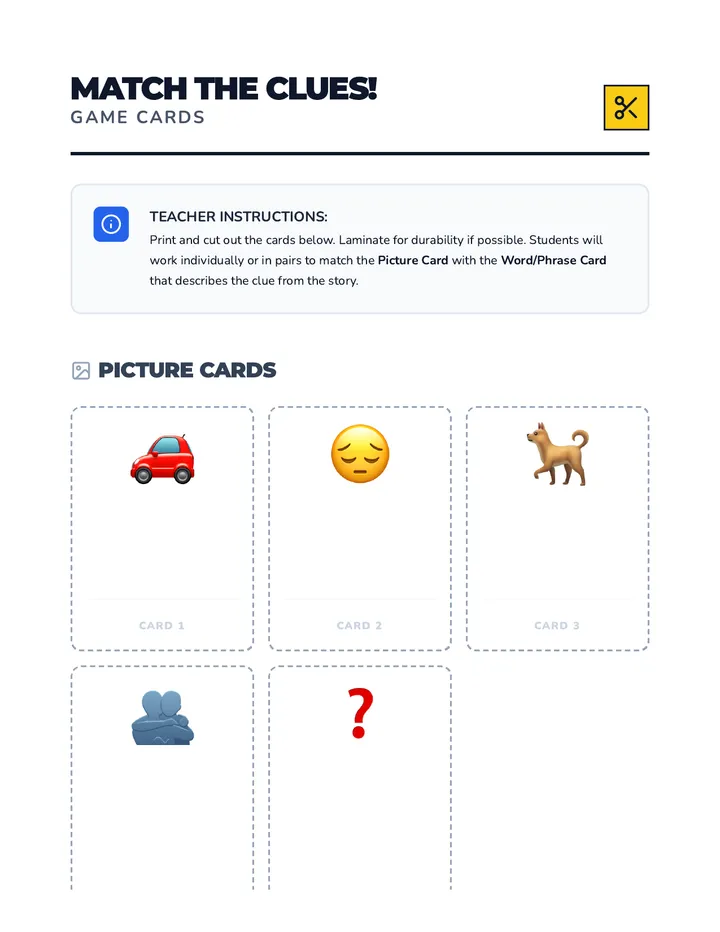 Match the Clues Cards
