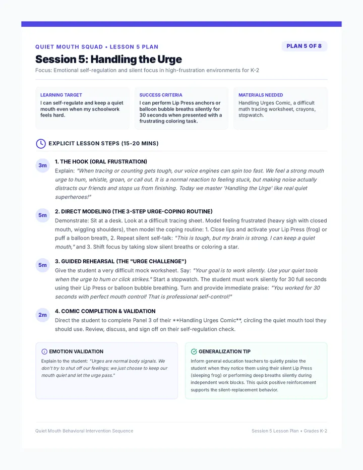 Handling Urges Lesson Plan