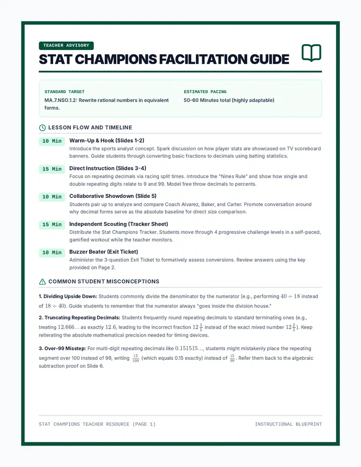 Stat Champions Teacher Guide