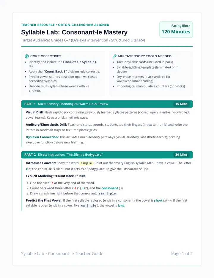 Syllable Lab Teacher Guide