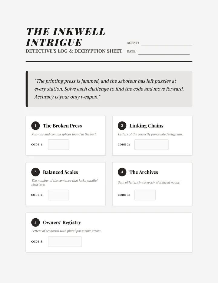 Inkwell Intrigue Log