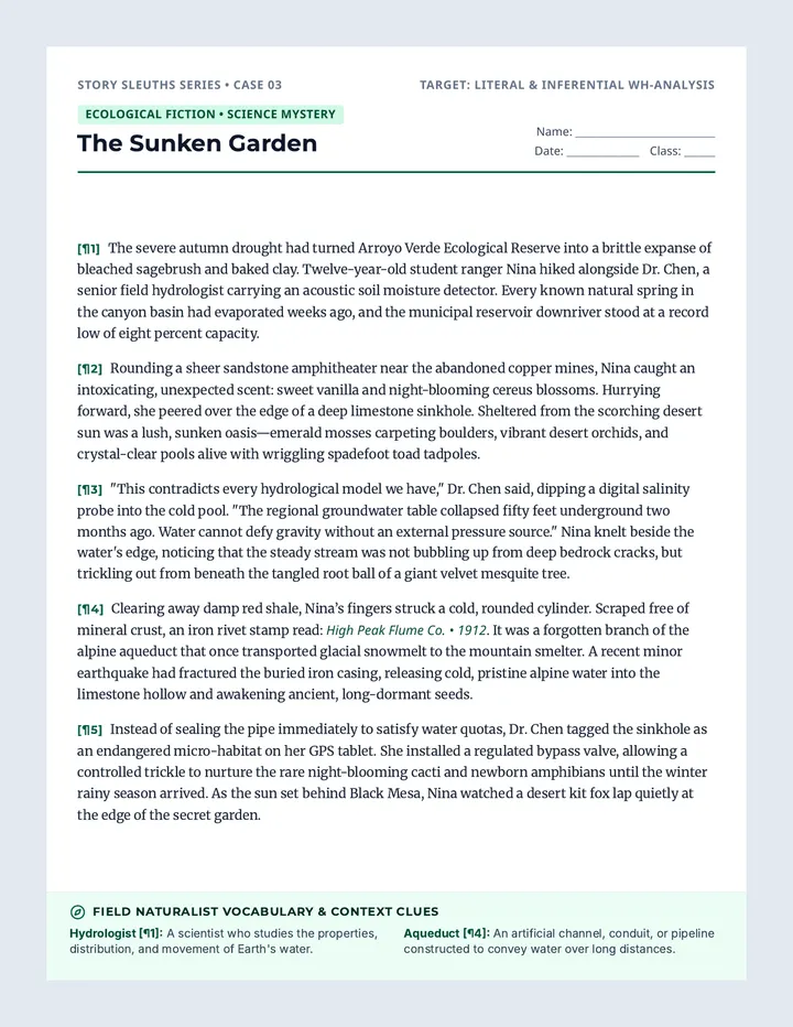 Sunken Garden Worksheet
