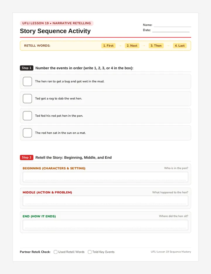 Story Sequence Activity