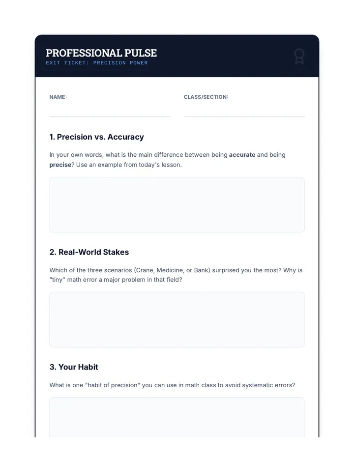Professional Pulse Exit Ticket