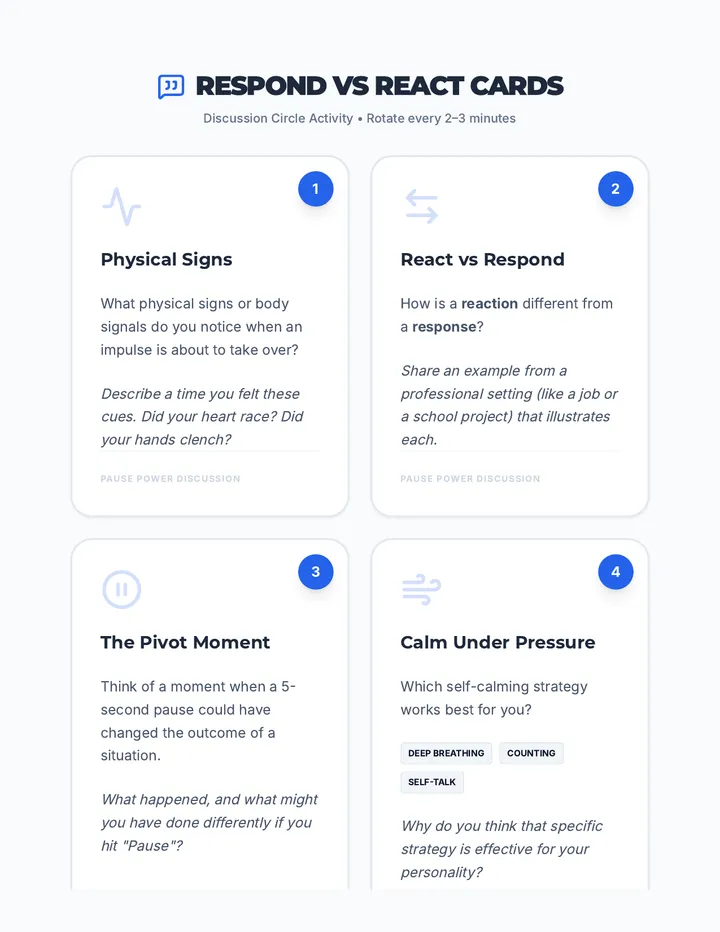 Respond vs React Question Cards