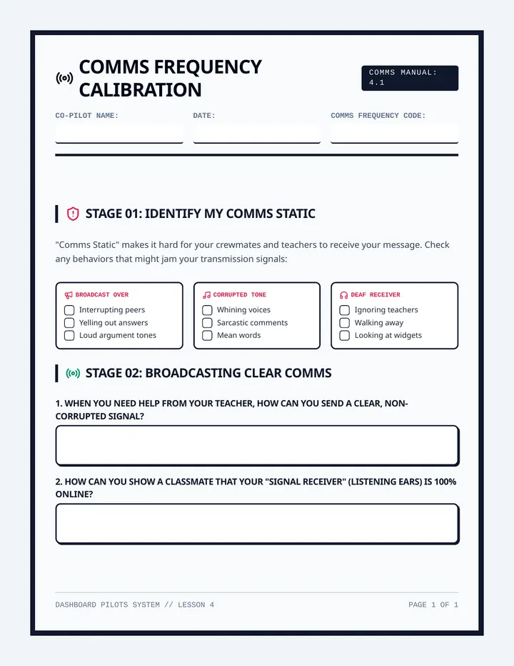 Comms Calibration Worksheet