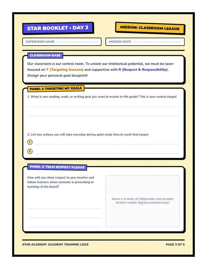 STAR Booklet Day 3 Worksheet