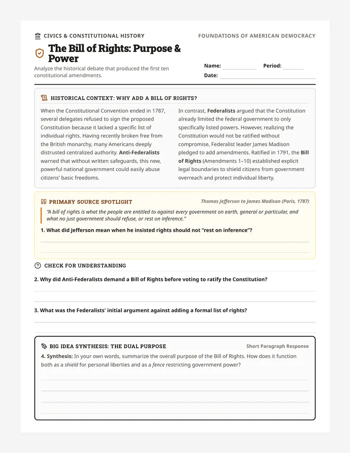 Liberty Shield Worksheet