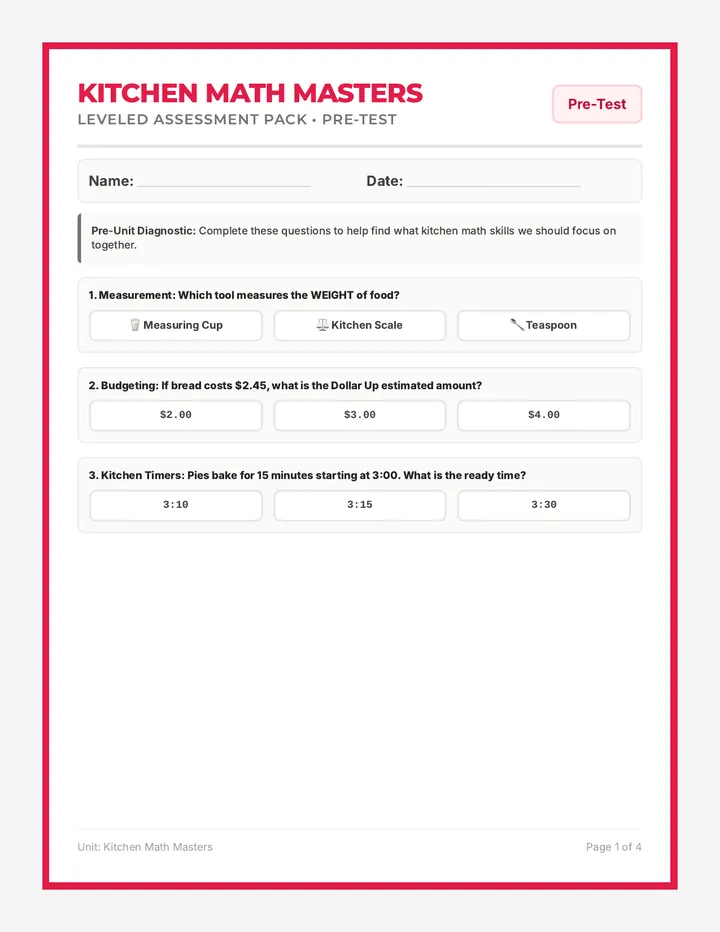 Leveled Assessment Pack