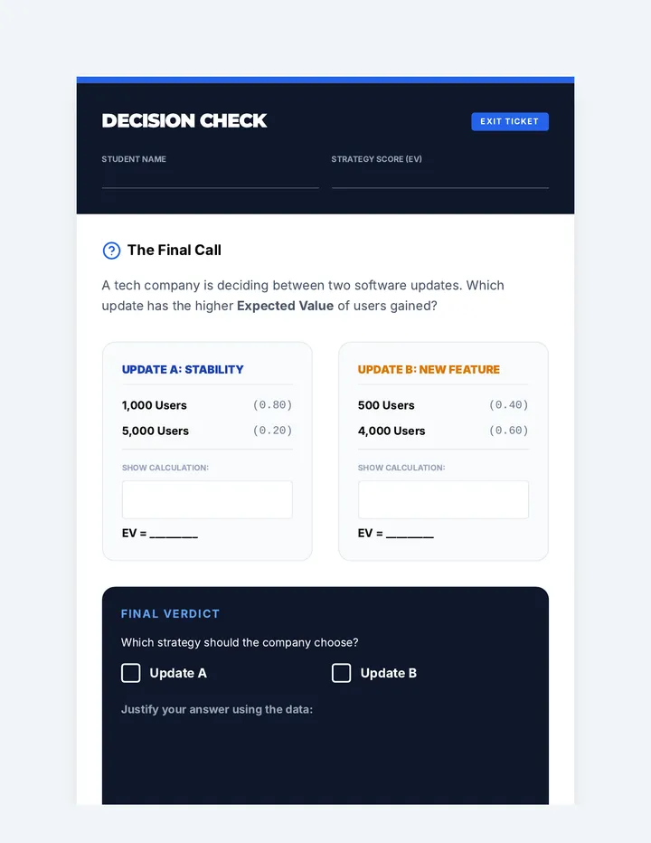 Decision Check Exit Ticket