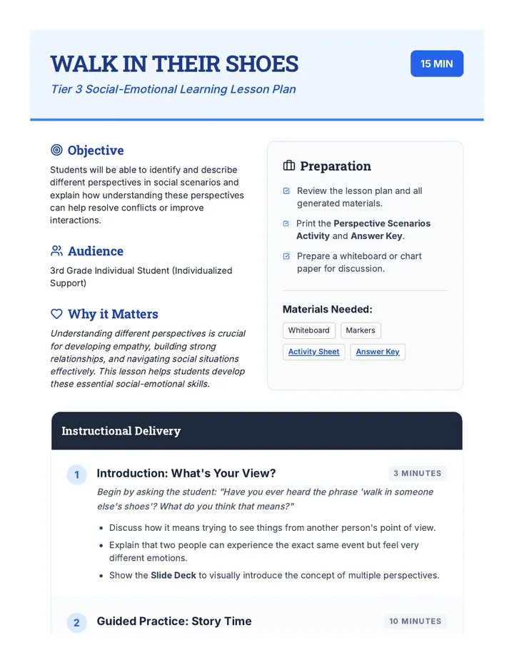 Walk in Their Shoes Teacher Guide