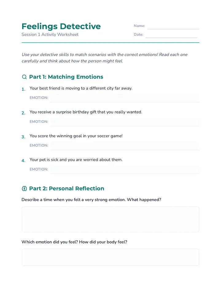 Feelings Detective Worksheet