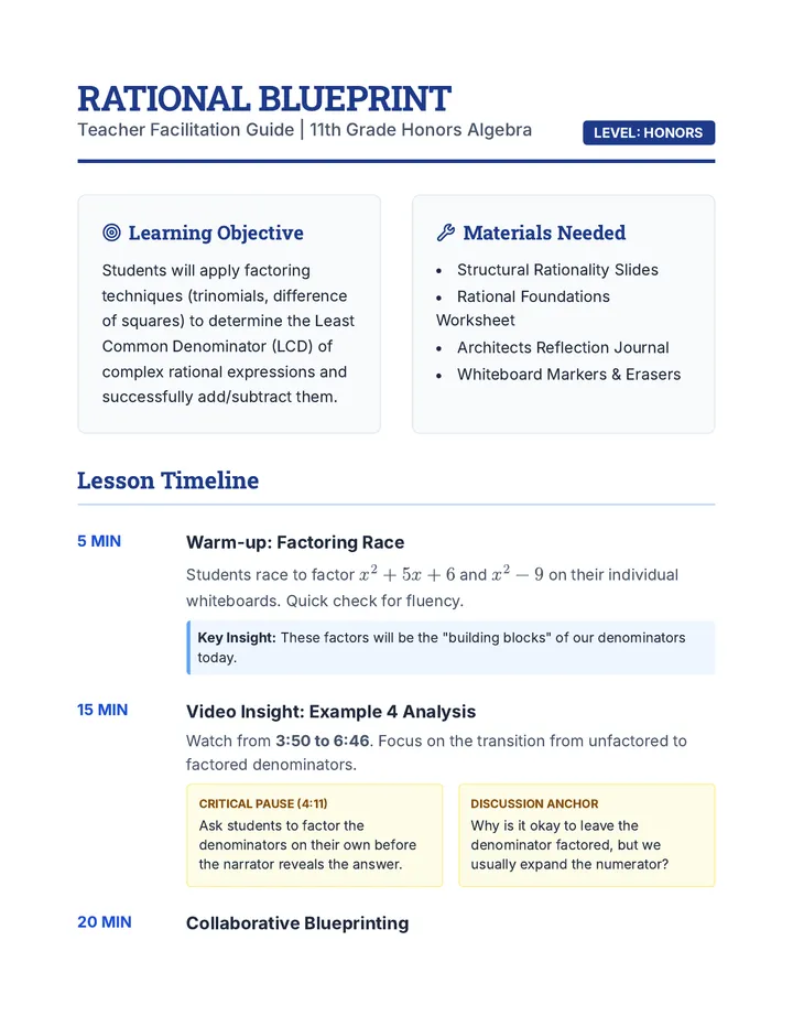 Rational Blueprint Teacher Guide