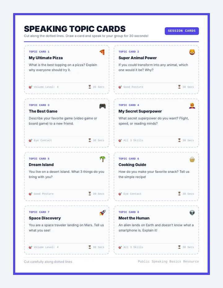 Speaking Topic Cards