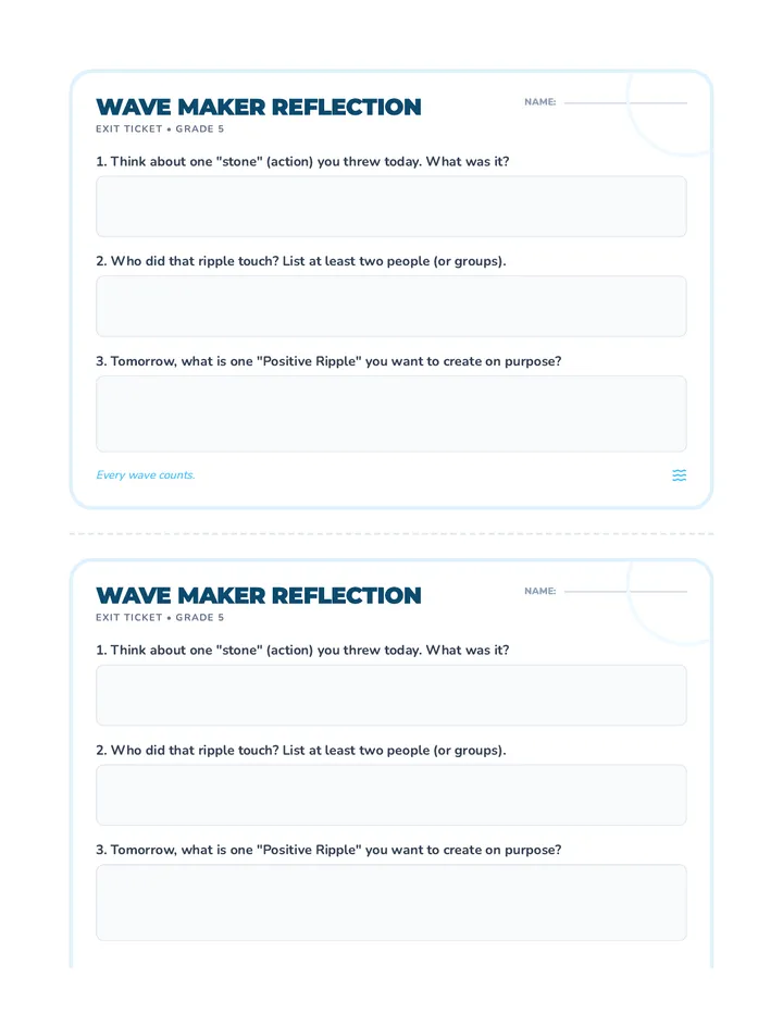 Wave Maker Exit Ticket