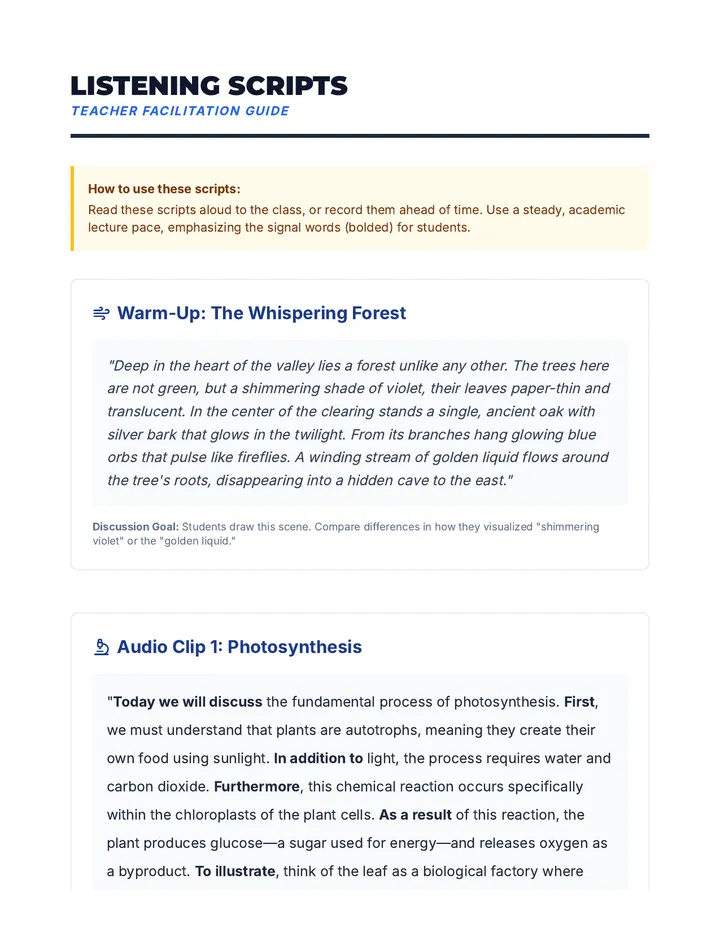 Listening Scripts Teacher Guide