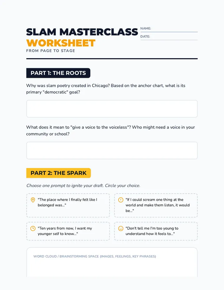 Slam Masterclass Worksheet Legibility Revised