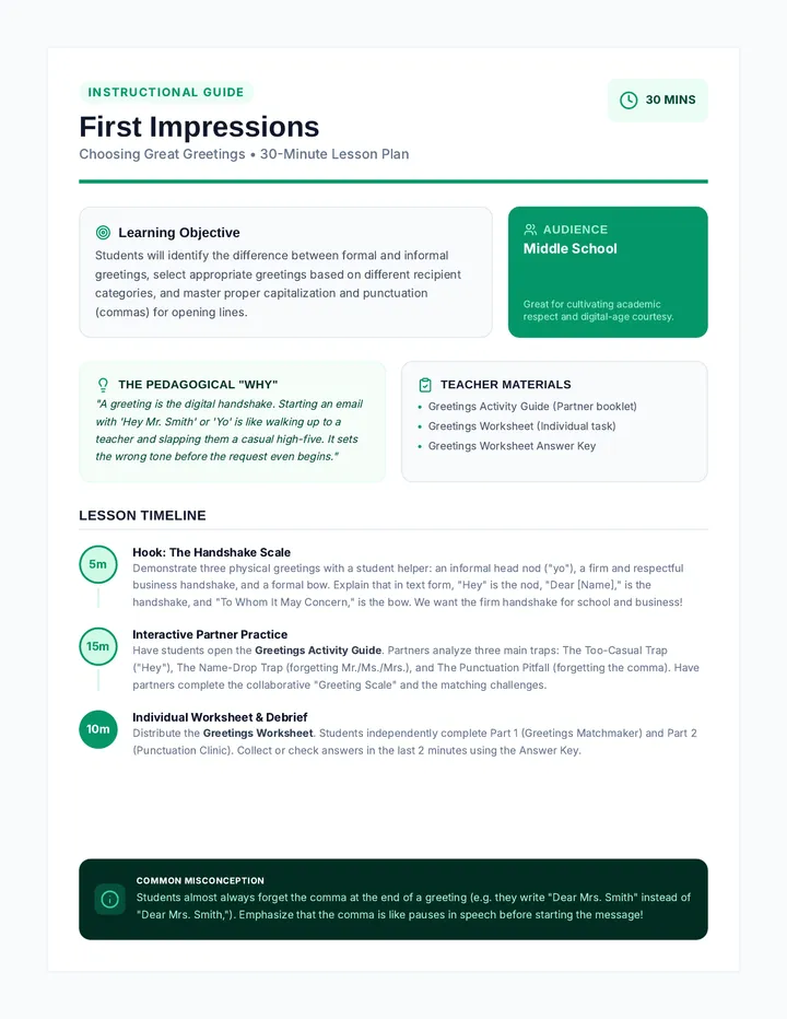 Greetings Lesson Plan